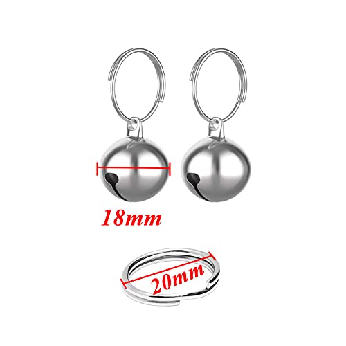Pamtns Silberne Glöckchen Schellen 5 Stück Glöckchen Silber Hundeglocke Jagd Silber Jingle Bells Glöckchen Hundeglocken Schlüsselringe Metallglöckchen Glocke Hund für Hunde Halsband Dekor