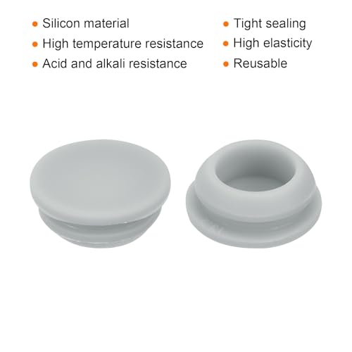 Image of MECCANIXITY 16pcs Silicone Snap in Locking Hole Plugs,13mm /0.5 Inch Mounting Diameter Narrow Groove Width 2mm Panel Seal Cover Round for Kitchen Bulkheads Waterproof Sealing Plugs Grey