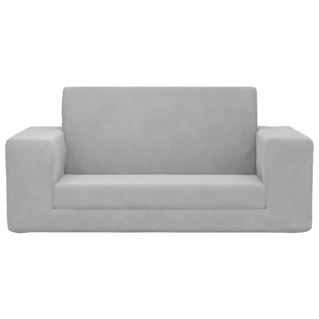 vidaXL Sofá Cama de niños 2 plazas Felpa Suave Gris Claro
