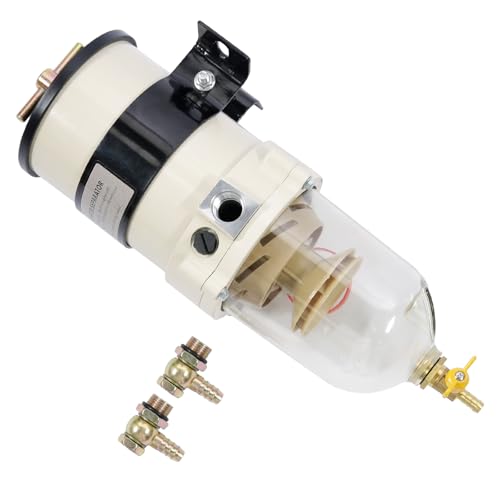 Upgraded Diesel Marine Fuel Filter Turbine Water Separator 900 SERIES 900FH 90GPH｜With Hand Twist Vavle｜Fit For Trucks Outboard Marine Engines & More Construction Machinery Vehicles