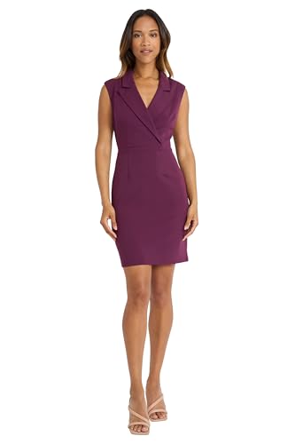 Image of Donna Morgan Women's Lapel Collared Career Sheath Dress Office Workwear Desk to Dinner Event Reception Ceremony