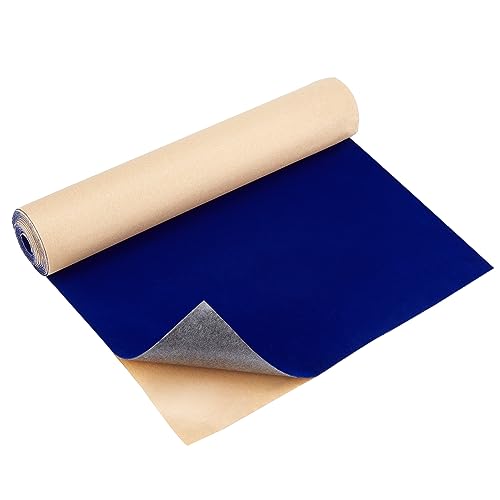 BENECREAT 40cm XX 3m Feuille de Flocage de Velours Auto-Adhésive Bleu Foncé Rouleau de Tissu de Velours Doublure de Tiroir pour la Décoration de Boîte à Bijoux 0.6mm D'Épaisseur