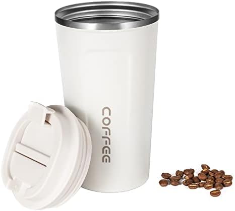 Fitto White Coffee Mug with Lid, 380ml Double Wall Insulated Stainless Steel Mug – Travel-Friendly, Leak-Proof Coffee Cup for Hot & Cold Beverages – BPA-Free, ASSORTED COLORS