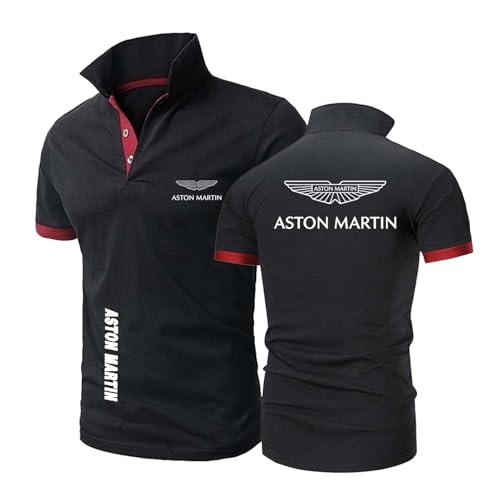 TGFQINAM Polos Deportivos para Hombre De A.s.t.o.n M.a.r.ti.n con Estampado De Tenis Manga Corta Transpirable Botones Media Manga Costuras.-HeiS+HongS||4XL