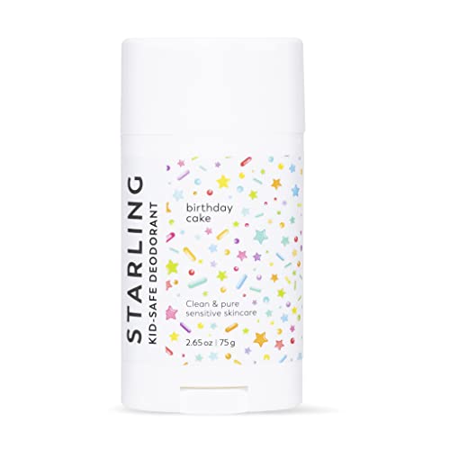 Starling Skincare All Natural Deodorant for Kids | Aluminum Free Children's Deodorant | Soy Free, Nut Free, Gluten Free, No Toxins | For Teens, Tweens, Boys & Girls | Kid Safe | Birthday Cake 2.2 oz