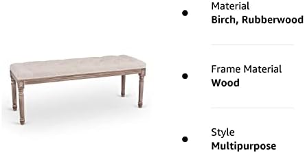 VONLUCE Extra Long Vintage Upholstered Bench with Padded Seat | Tufted Entryway Bench Dining Bench Seat & Footstool | French Rustic Ottoman Bench for Bedroom Living Room Hallway More, Beige
