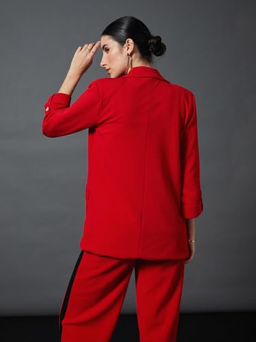 Image of Sassafras worklyf Women's Blazer Regular Fit Full Sleeves Longline Front Open Show Pocket - Casual Workwear Blazers