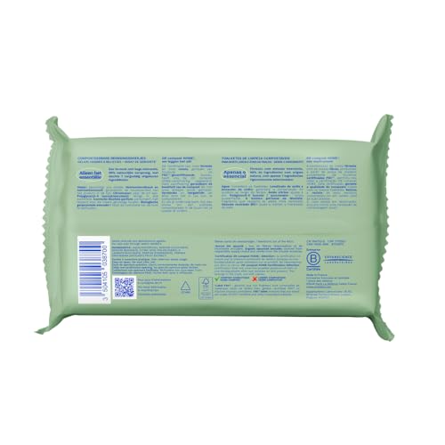 Miniatura 2 de Mustela Toallitas Higiénicas Perfumadas Compostables, 100% Fibras Lyocell de Origen Vegetal, Cuerpo y Maquillaje, Bebé y Familia - 99,5% Ingredientes de Origen Natural (60 uds) (Paquete de 3)