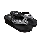 XUEQIZHENG Zapatos de Ducha, Sandalias de Verano Transpirables for Mujer con tacón de cuña for Playa y Aire Libre(Black,40 EU)