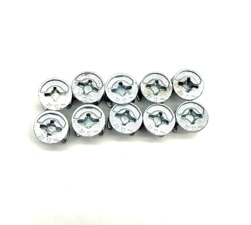 10 PCS Furniture Cam Locks and Nuts 15mm, for Cabinets, Drawers and Wardrobe Assembly. Suitable for IKEA replacement fixings. Pack of 10.