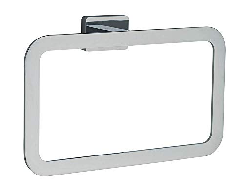 Kibath 407423 Porte-Serviettes Anneau Design SE. Fabriqué en acier inoxydable et finition en chrome brillant, formes carrées. Placement avec vis Cover