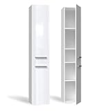 CDF Badezimmerschrank Badschrank Schmal Hoch, ohne Wäschekorb Breite: 31 cm, Badezimmermöbel Aufbewahrungsschrank für kleine Räume Badregal Badmöbel WC Flur - Weiß Glanz 30x31x170 cm