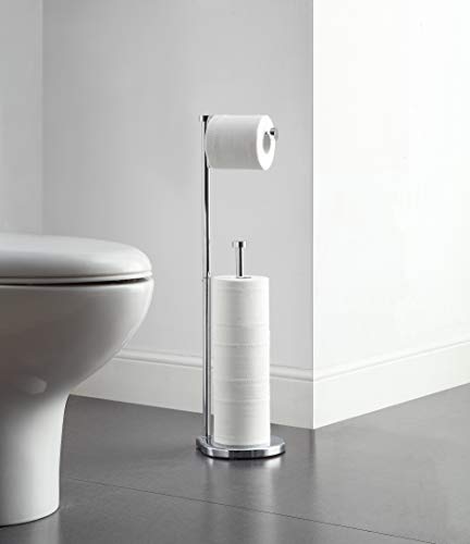 image for SunnyPoint Free Standing Bathroom Toilet Paper Holder Stand with Reser