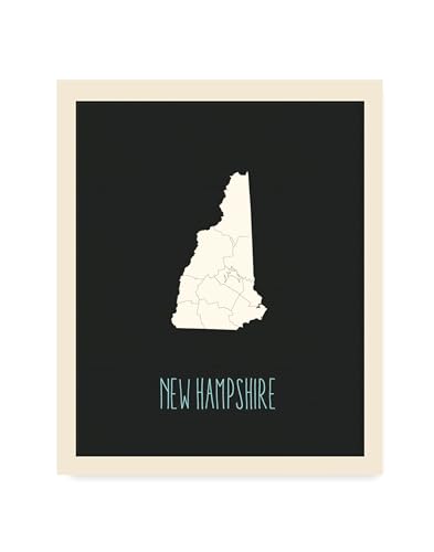 Mapa de Estados Unidos para niños de New Hampshire en cartel de pared infantil educativo