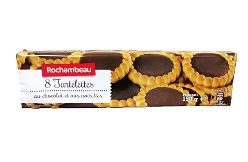 Rochambeau Tartaletas de Chocolate con Avellana, Galletas Francesas, 150g (Pack de 4 Paquetes)