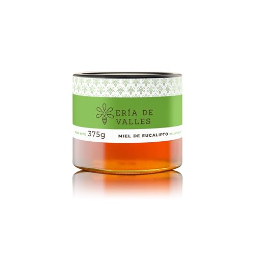 Ería de Valles – Miel de Eucalipto de Asturias 100% Natural – Aroma Floral y Fresco, Sabor Suave y Persistente - Miel Cruda Artesanal (375 g)