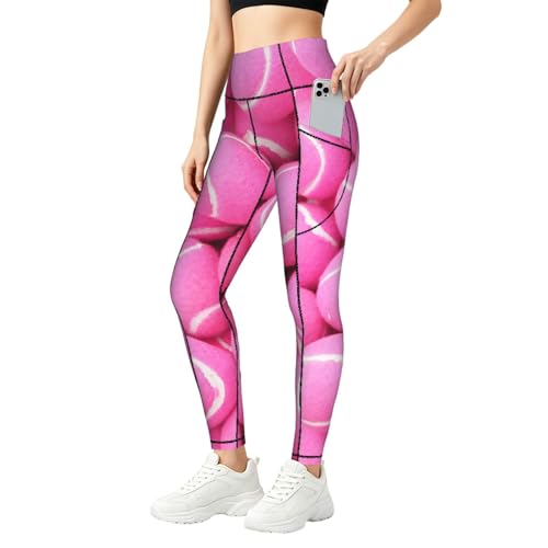 Leggings de tenis con bolsillos laterales y mallas brillantes de fitness
