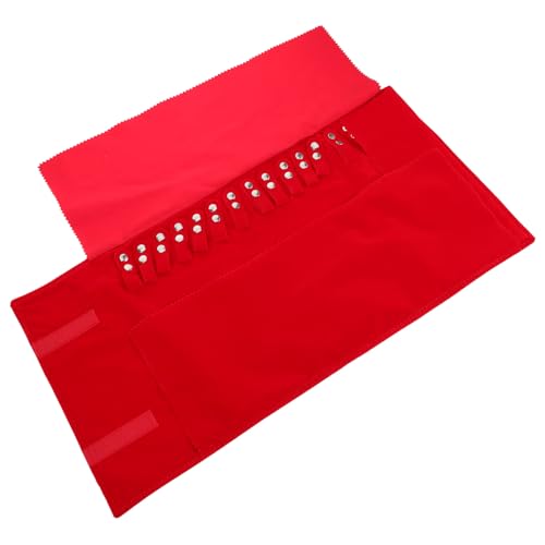 AKOOSY Organizador de Joyas Enrollable Rojo Bolsa Portátil Antirrayaduras para Collares Pulseras y Tobilleras Estuche Plegable para Viaje y Almacenamiento Compacto