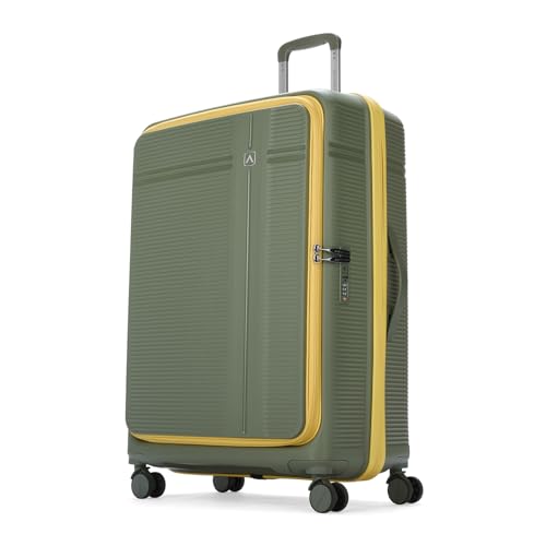 Image of Aristocrat Solana Check-in Trolley Bag 75cm | Large | Hard Luggage | 8-Wheel Suitcase with Front Opening for Business Travel | TSA Lock with Anti-Theft Zipper | 3 Years International Warranty (Green)