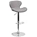 Flash Furniture Contemporary Gray Fabric Adjustable Height Barstool with Curved Back and Chrome Base