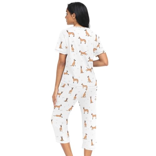 vvfelixl Pajama Sets for Women Funny Squirrels Nut Black Womens Pajama Sets Short Sleeve Pj Sets 2 Piece S3