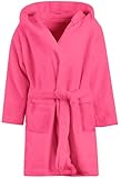 Girls' Fleece Robe, Warm Plush Flannel Bathrobes Hooded Pajamas Sleepwear Soft Fuzzy Spa Bath Robe for Girls, Rose Red, US 7-8 Years, CN 140