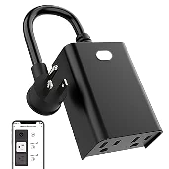 WiFi Outdoor Smart Plug with Google Home Compatibility, APP Control, Timer, ETL FCC Certified