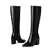 vivianly Women's Knee-High Boots, Sexy Pointed Toe Block Heel Zipper, Fashion Retro High Boots