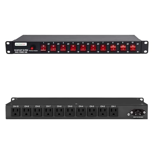 UltraPoE 1U Rack-Mount PDU Power Strip Surge Protector and Switch Control,10 Outlets,10 Front Switch, Single Socket Independent Switch with Indicator Light,100V- 240V/15A/50-60HZ