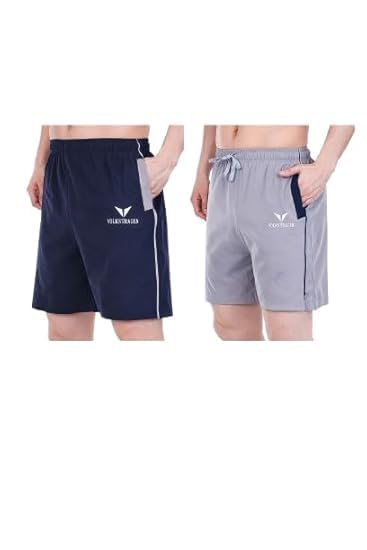 Men Polyester Sports Shorts Combo Pack of 2 Lightweight Breathable Quick Dry Gym Running Training Comfortable Casual Activewear XL Multicolour-image-8