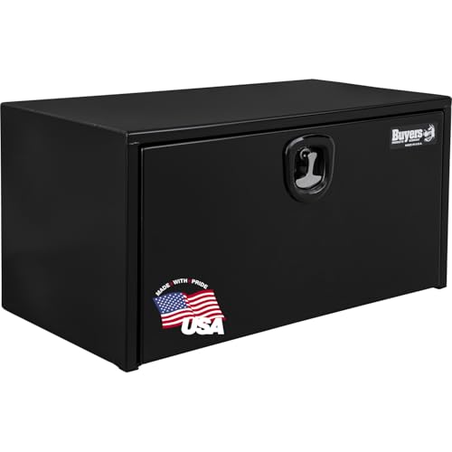 Buyers Products 1732303 Black Steel Underbody Truck Box With 3-Point Compression Latch, 18 x 18 x 30 Inch, Made In The USA, Tool Box For Truck Bed