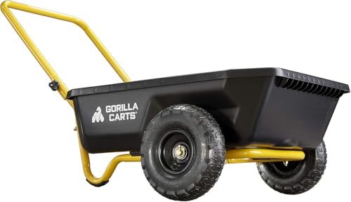 Gorilla Carts GCR-4 4 Cu. Ft Poly Yard Cart, 300-pound Capacity, Garden Cart with 30in x 24in impact-resistant poly bed and 10in pneumatic tires, Black/Yellow 10 Gorilla Carts GCR-4 4 Cu. Ft Poly Yard Cart, 300-pound Capacity, Garden Cart with 30in x 24in impact-resistant poly bed and 10in pneumatic tires, Black/Yellow - Image 10