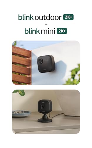 Image of Blink Outdoor 2K+ and Mini 2K+ (newest model) - Wireless and plug-in 2K resolution smart security cameras, Sync Module Core included - 2 Cameras (Black)