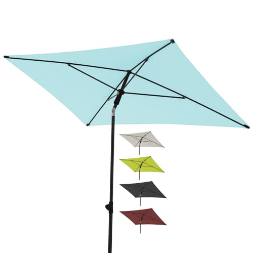 derby Balkonschirm 180 x 120 cm in Hellblau I Rechteckiger Sonnenschirm für Balkon & Terrasse I Balkonsonnenschirm mit Schieber zum Öffnen I Höhenverstellbar I Gartenschirm kippbar