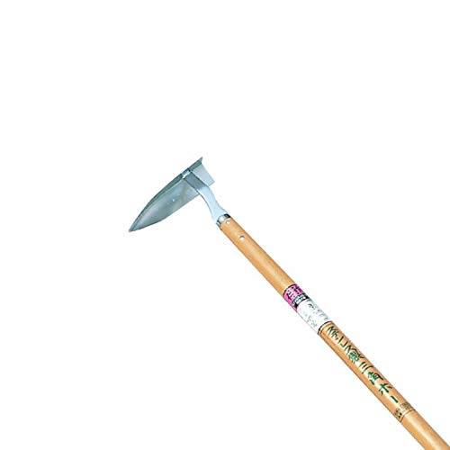 Nisaku NJP1012 Handheld Long Handle Triangle Hoe, Authentic Tomita (Est. 1960) Japanese Stainless Steel, 4.5" Blade width, Polished Wood