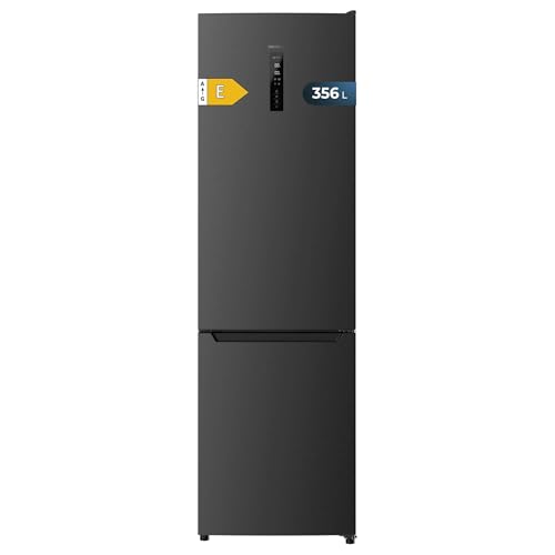 Cecotec Frigorífico Combi Bolero CoolMarket Combi 356 Dark E. Compresor Inverter Plus Frigorífico Combi Inox Oscuro 200X59.5Cm, 356L, No Frost, Clase E, Multiairflow, Fast Cooling, Puerta Reversible