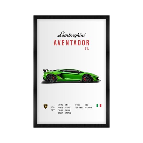 Image of CodersParadise Lamboghini Aventador SVJ Framed Wall Art (12x18 Inch) |Supercar Artwork for Car Enthusiasts |Premium Sports Car Wall Decor for Home, Bedroom, Living Room |Ready-to-Hang Display Frame