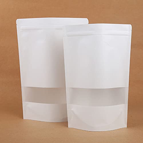 3A Featuretail White Kraft Paper Standup Zip Lock Sealable Pouch Inner Laminated With Rectangle Window For Spices, Snacks & Seeds Packaging (White, 4.8 Inch x 8 Inch 25pc) (B09D5MG9PT) Amazon Price History, Amazon Price Tracker