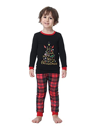 Image of VENTELAN Family Matching Christmas Pajamas Set Holiday Santa Claus Sleepwear Xmas PJS Set for Couples and Kids
