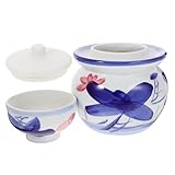 NIYANGLE Keramik Gurkenglas mit Deckel Natürliche Keramik Traditionelle Gärtechnik Küche Vorratsglas Luftdicht für Kimchi und Pickles