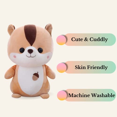 Image of Chubby Brown Squirrel Soft Toy, Cute Chipmunk Plush Teddy Stuffed Animal for Girls, Boys Kids, Birthday Gift, Nursery, Room Decor - 25 cm