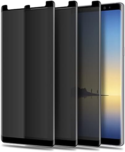 LYWHL 3 Pack Note 8 / Note 9 Privacy Screen Protector Anti-Spy, Tempered Glass Film for Samsung Galaxy Note 8 / Note 9, Black [Case Friendly] [9H Hardness] [Anti-Scratch] [Bubble Free]