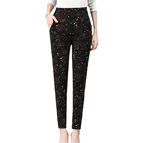 Pantalon d'hiver kaki femme coton chaud taille haute élastique grand taille XXL long casual