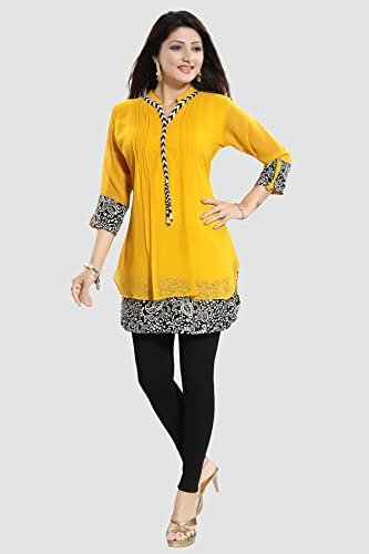 Image of Keshubaba Women's Short Tunics with Neckline Embroidery |Kurti Tops | Short Kurti | Short Kurti for Women | Short Kurti for Girls