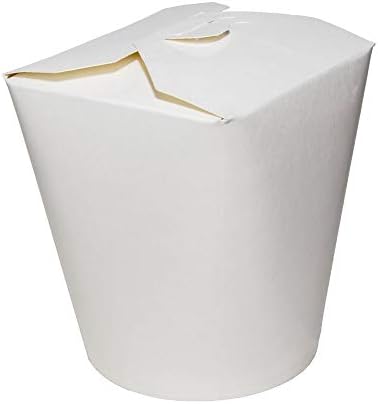 Noodle Boxes [16oz, 50 Pack] Round White Chinese Paper Food Container Pail - Rice Curry Takeaway Food Pails Boxes Grease Resistant and Microwaveable - [16oz, 50 Pack]