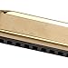 Glomora Harmonica, Chrome Plated Copper Plate Golden 10 Hole 20 Tone C Key Mouth Organ Instrument for Concert