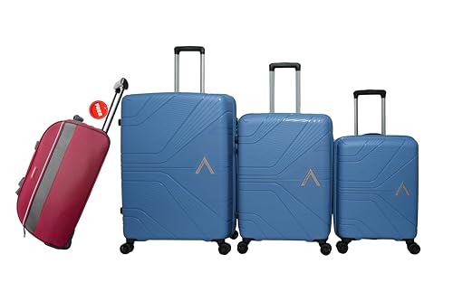 Image of VIP Aristocrat 4 pcs 55, 66 & 76 Cm Hard Polypropylene 8 Wheels Luggage Set of 3 Trolley and 52 Cm Duffle with Elegent Color,Pattern,Xtra Strong Zipper,7 Years International Warranty (Ocean Blue)
