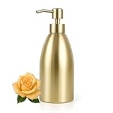 Emarful 304 Stainless Steel Soap Dispenser 16oz Rust-Proof Liquid Soap Pump Bottle for Kitchen or Bathroom Countertop Hand Dish Lotion Leak-Proof (Matte Gold)