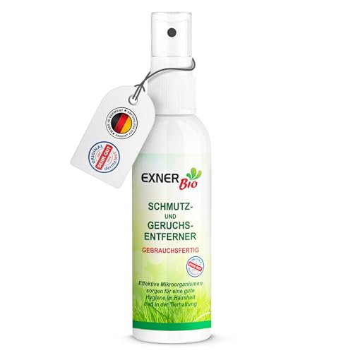 Exner Bio Geruchsentferner & Fleckenentferner - Mit Mikroorganismen gegen Flecken und Gerüche - für Haustiere, Haushalt und Ihr Auto, 100% natürlich & schonend - 100 ml Sprühflasche