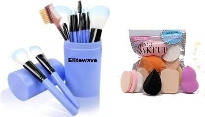 Elitewave Professional 12 Piece Face and Eye Makeup Brush Set 6 in 1 Makeup Sponge Puff (Pack of 1)-image-16